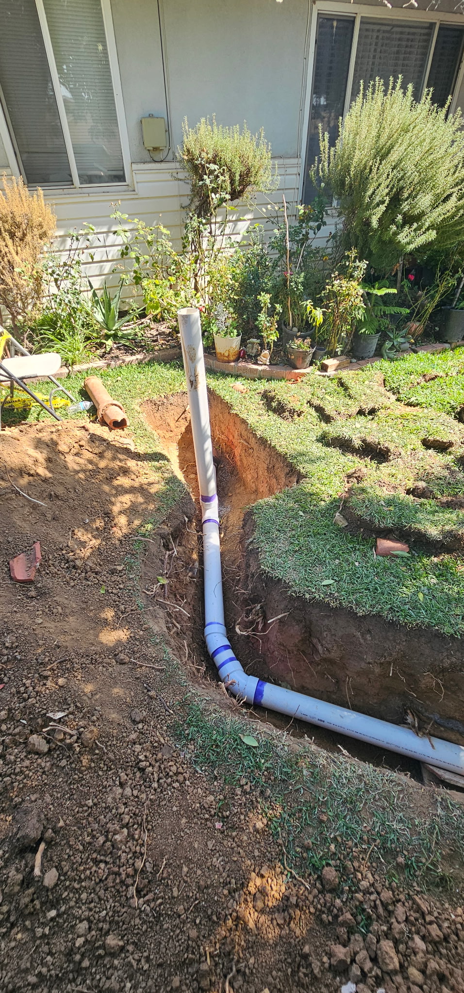 Exterior water line installation